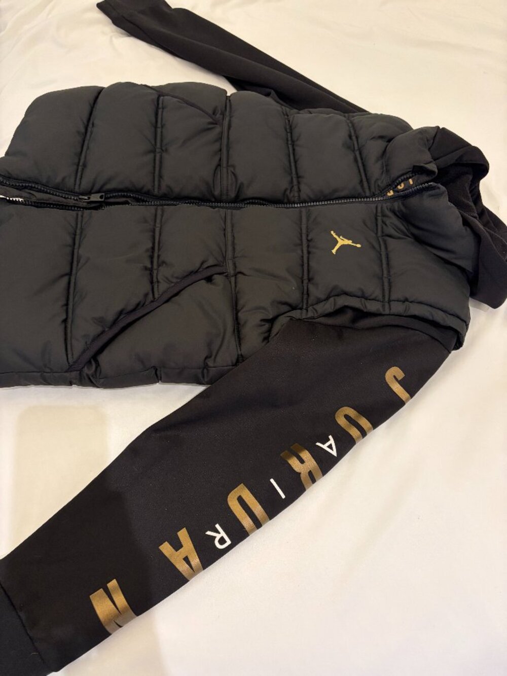 Jordan Boys 2-Fer Jacket with Black with Gold Logo Boys Medium